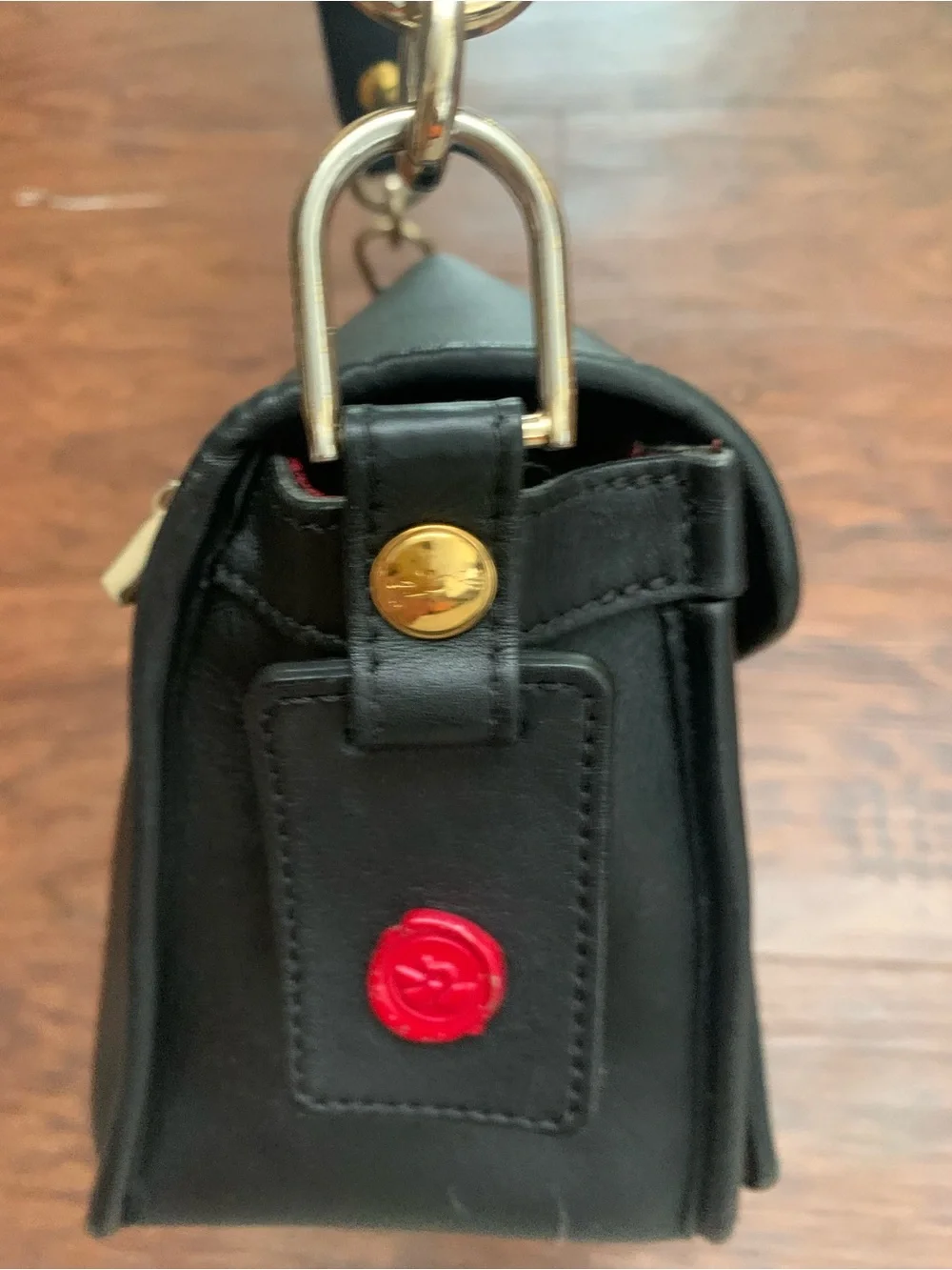 Black Longchamp  Leather Shoulder Bag with Gold Hardware